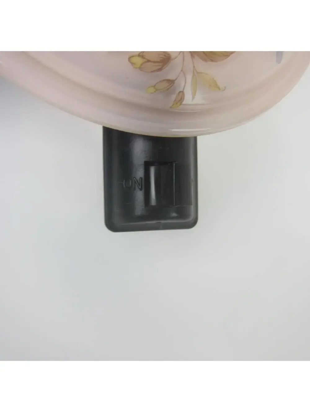 Vintage Floral Plug-in Night Light Pink Glass Shade Yellow Blue Flowers WORKS